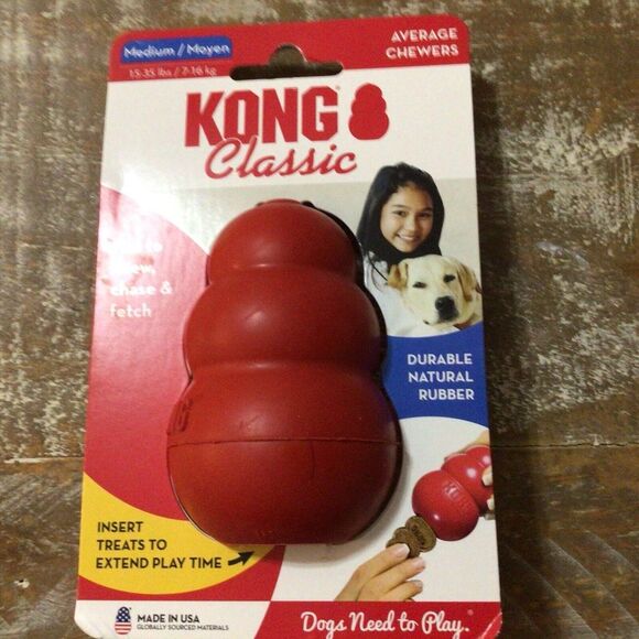 KONG Classic‎ Dog Rubber Chew Toy - Medium, Red - Picture 1 of 2